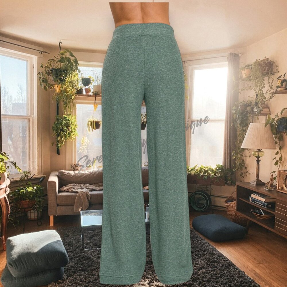 Zenana Uber Soft Lightweight Fleece Ash Jade High Rise Wide Leg Cozy Lounge  Pan - Picture 7 of 13